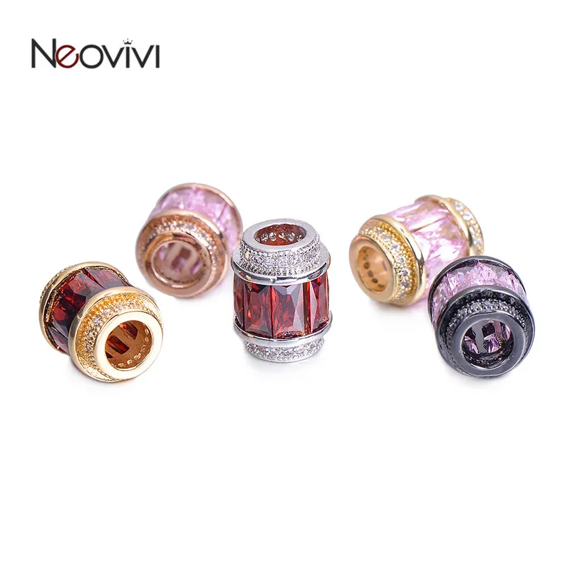 Круглые бусины Neovivi с микрозакрепкой из красного розового циркона медные