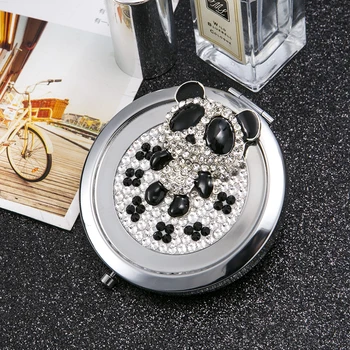 

Free engraving,Party Favors Gifts,Mini Pocket Cosmetic makeup mirror,2 face Magnifying mirror makeup,bling Pearl Lovely Panda