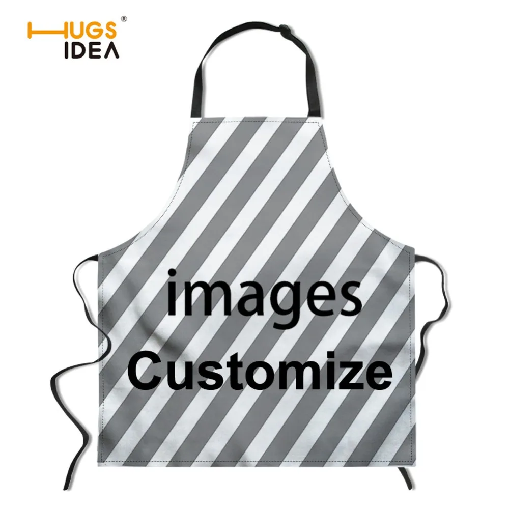 

HUGSIDEA Kitchen Aprons Customize Image/Brand Logo Persoanlized 3D Printing Funny Novelty BBQ Women Men Adult Kids Cotton Apron