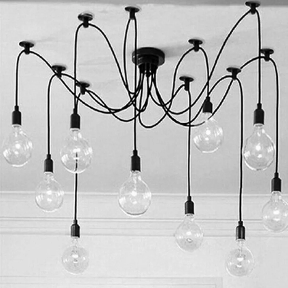 

Mordern Nordic Retro Edison Bulb Light Chandelier Vintage Loft Antique Adjustable DIY E27 Art Spider Ceiling Lamp Fixture Light