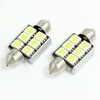

car-styling 2Pcs 39mm 5050 6LED  White Festoon LED Light Error Free Canbus Lamp for Car