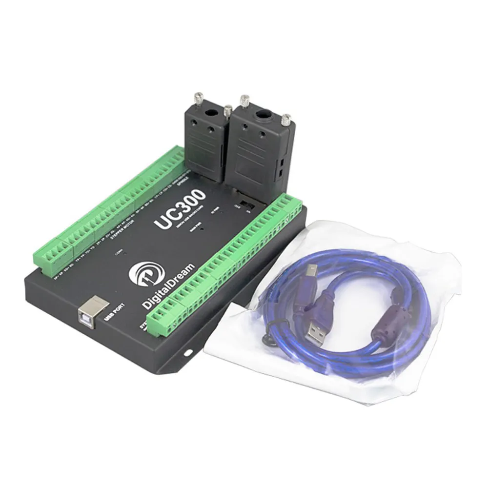 

UC300 CNC 3/4/5/6 Axis USB Mach3 Motion Control Card Breakout Board 24VDC 300 KHz Support MPG & Stepper/Servo Driver