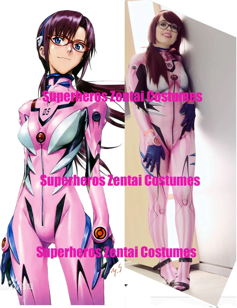 

Anime Neon Genesis Evangelion Mari Makinami Illustrious Cosplay Costume 3D Print EVA Mari Plug Suit Custom Made Zentai Catsuit