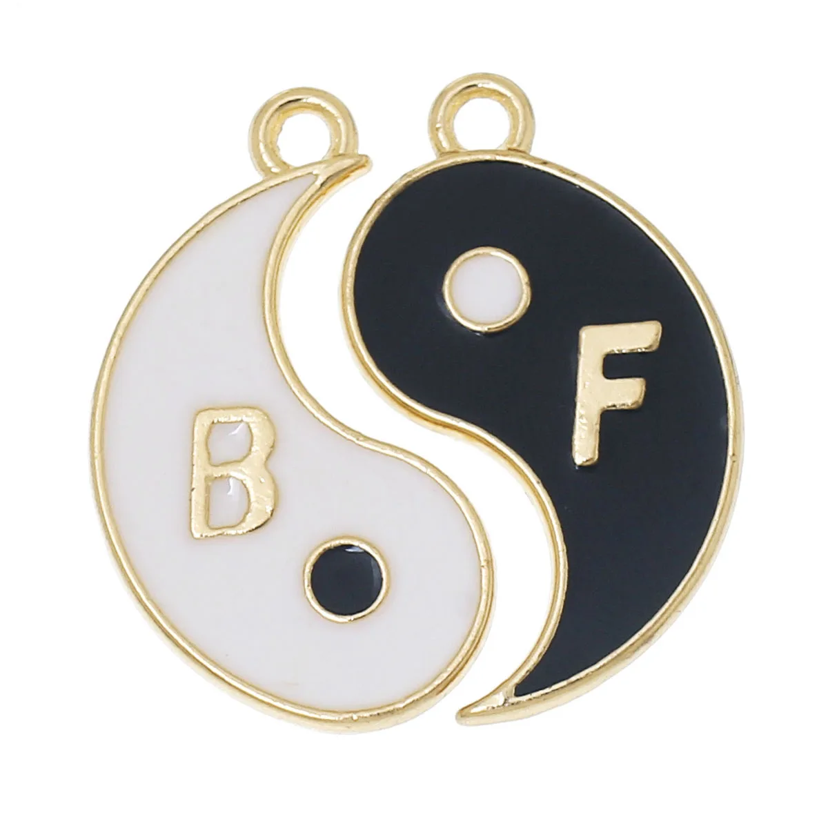 

DoreenBeads Zinc metal alloy Charm Pendants Eight Diagrams Rose golden Black & White Message Pattern Enamel 27mm x 15mm ,1 Pc