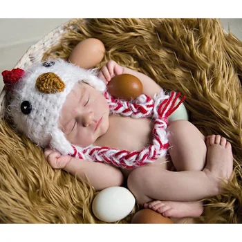 

New born cute chicken hat baby photography props newborn beanie infant knit cap shooting baby photo fotografie prop accessories