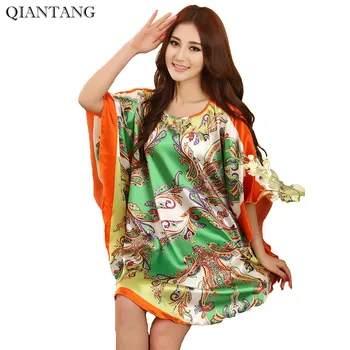 

Plus Size Fashion Female Robe Bath Gown Printed Design Women Rayon Nightdress Summer Nightgown Pijama Mujer Zh789H