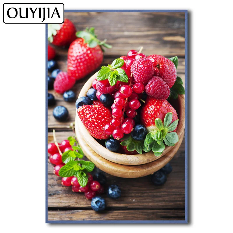OUYIJIA 5D клубника DIY Фрукты Вишня оранжевый декоративная алмазная живопись Стразы