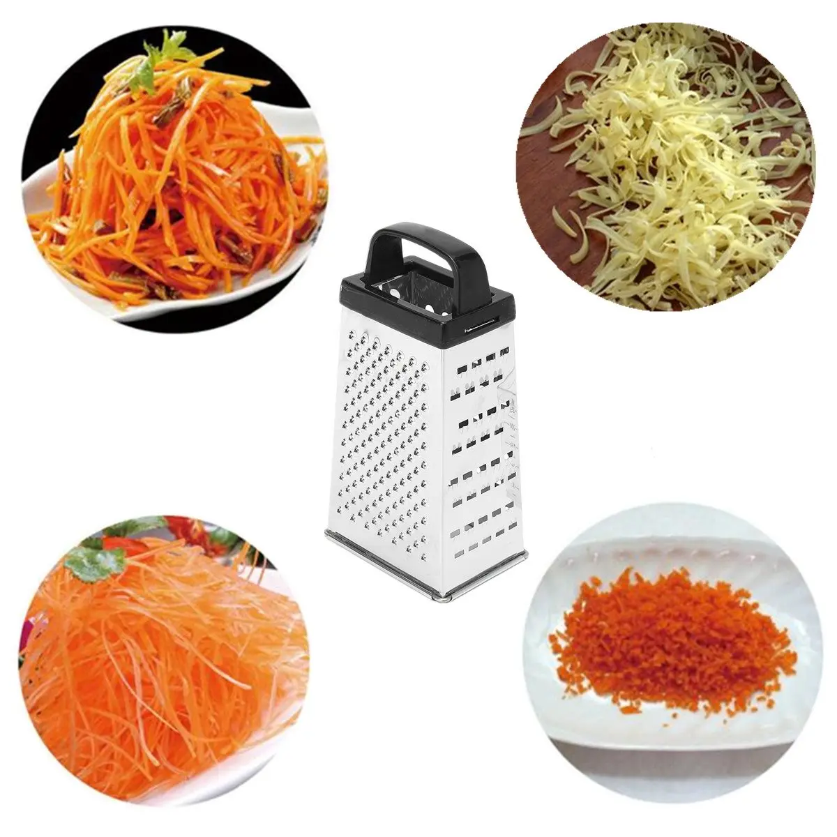 

4 Sided Blades Cheese Vegetables Grater Carrot Cucumber Slicer Cutter Box Container Kitchenware Stainless