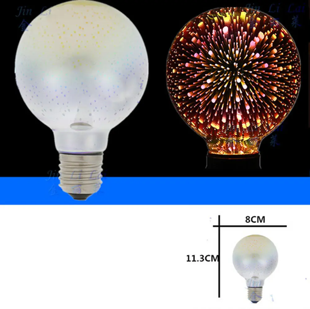 Новинка для рождественской вечеринки Творческий 3D светодиодный фейерверками яркого E27 Эдисон лампы Винтаж Красочные на Рождество вечерние