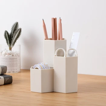 

Nordic Style Make -up Brush Holder Cosmetic Organizer Boxes 3 Pots In 1st Set At Home Crafts Drop Shipping Desk Plastic Storage