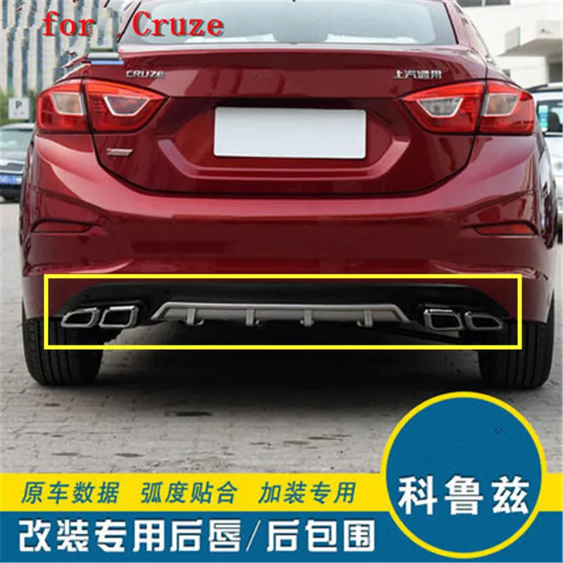 

PP Rear Bumper Diffuser,Auto Car rear lip with chrome line Spoiler baffle for Chevrolet Cruze 2017 2018 Car Styling