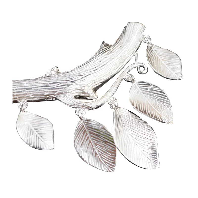 Handmade Real 925 Sterling Silver Leaves Tassel Pendant Antique Style for Women Handmade Real 925 Sterling Silver Leaves Tassel Pendant Antique Style for Women