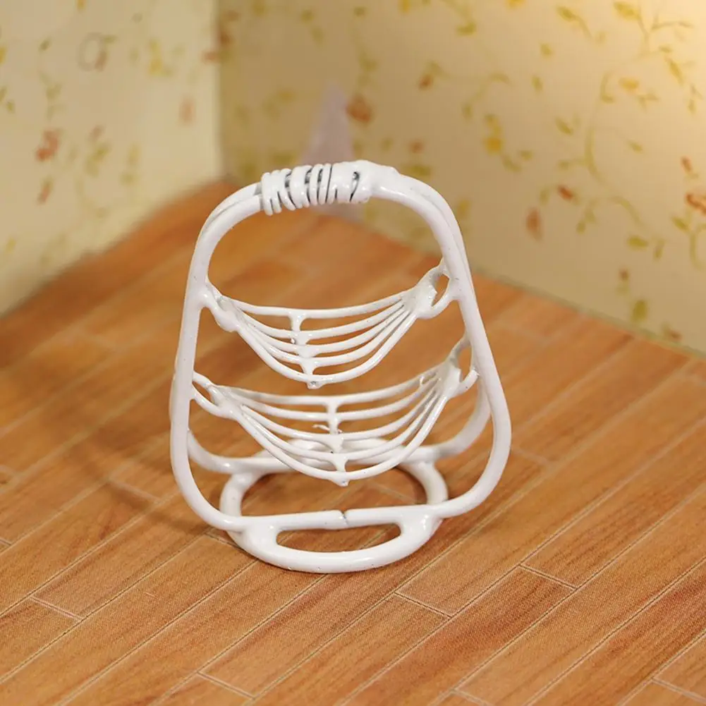 

1:12 Dollhouse Basket Miniature Food Toy Dinning Fruit Metal Coffee Wine Bread Milk Basket Food Doll House Miniature