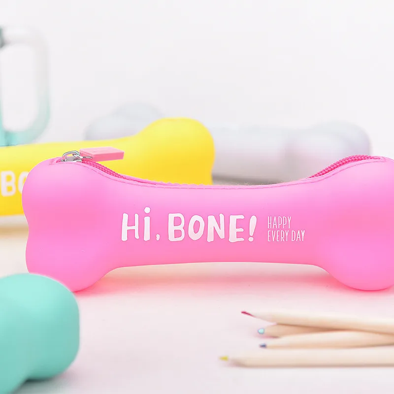

Korean Creative Bone Silicone Pencil Case Kawaii Funny Cute Stationery Store Pen Bag Pouch School Holder Pencilcase Supply Bts