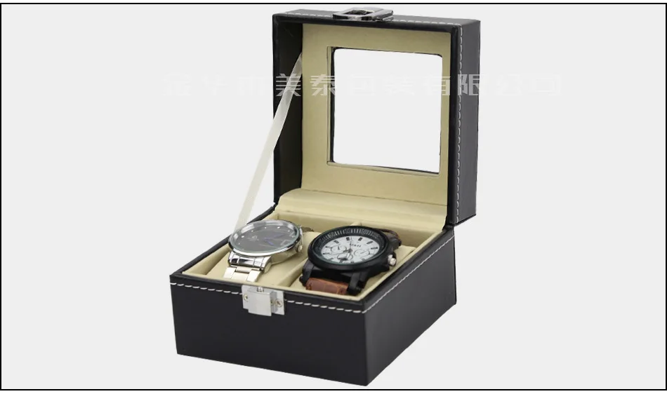 2 деревянные окна кнопки прозрачные часы коробка черный кожаный Caixa Relogio Relojes Hombre 11*11*8
