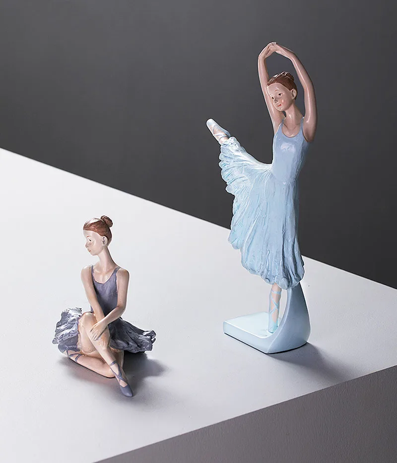 Танцевальная статуя балерины для девочек, смоляная статуя, элегантная фигурка, ремесло, креативное домашнее украшение для рабочего стола, танцевальные украшения для девочек