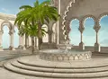 Brunnen orientalische palace terrasse Palm baum spalte hintergrund Vinyl tuch Hohe qualität Computer druck wand hintergrund|Hintergrund| -