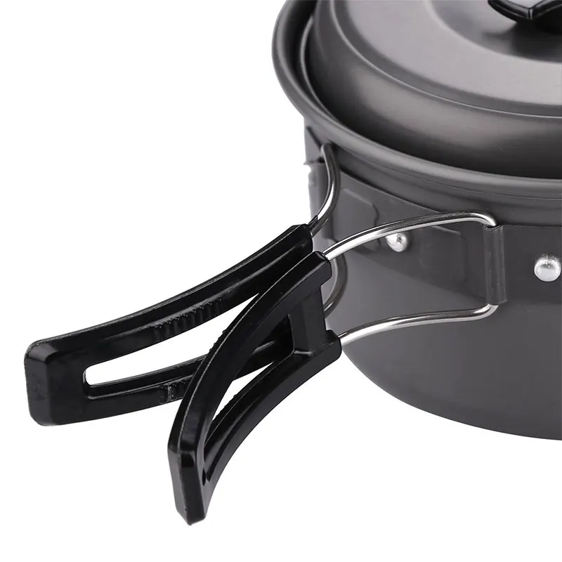 VILEAD al aire libre portátil Camping senderismo pesca antiadherente Pan Set olla Mini estufa de Gas 1-2 personas olla para caminar con vajilla