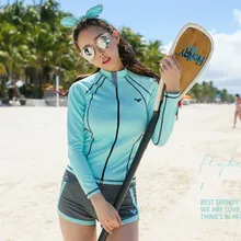 Female Sports Swimwear Solid Bathing Suit Long Sleeve Surfing Clothes Beach Three Pieces Hot Sale Patchwork