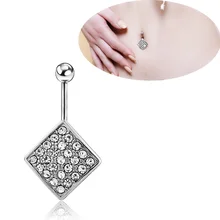 Fake Septum Hot Sale Real Boys And Girls White Crystal Square Ball Navel Nail Belly Bars Button Stainless Steel Body Piercing