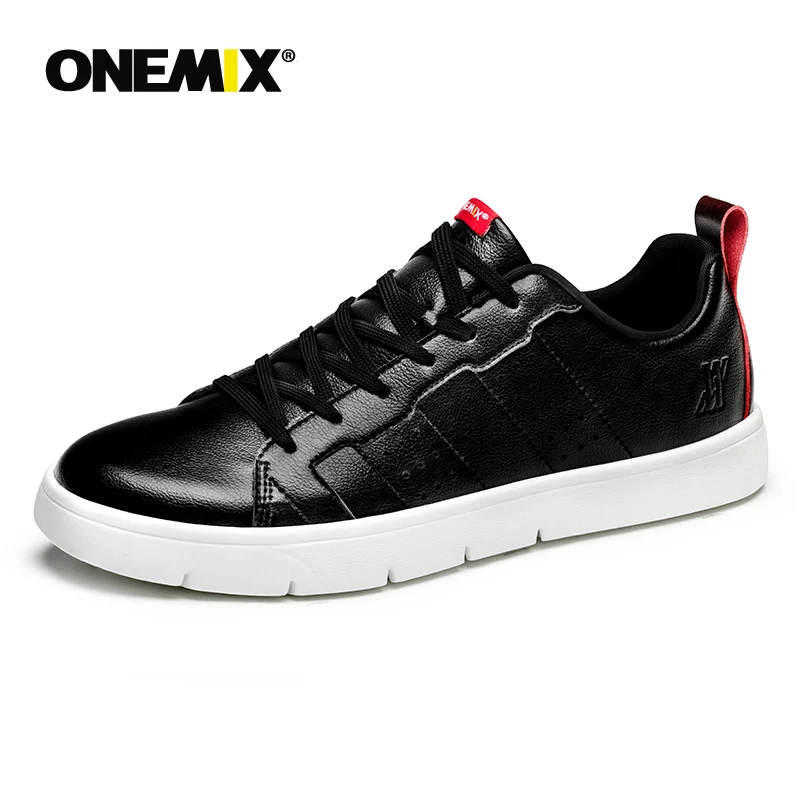 

ONEMIX 2019 Men's Skateboarding Shoes Black Outdoor Sport Sneakers Microfiber Leather Athletic Shoes Man Casual Walking Shoes