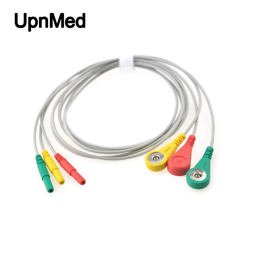 

Compatible Holter 2.0mm 3 lead ECG Lead wires Set snap type cables,IEC standard
