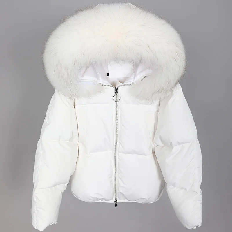 MaoMaoKong factory Новое модное женское пальто парка куртка свободный пуховик с воротником из натурального меха енота