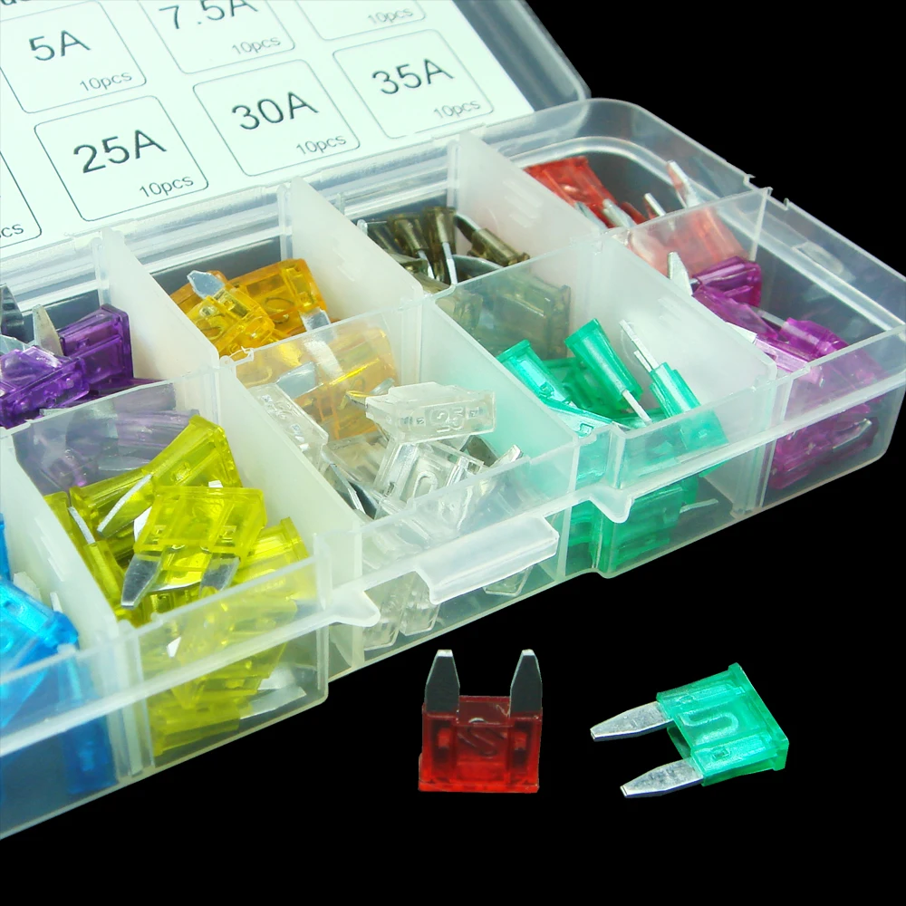 100pcs/lot Mini Blade Fuse Assortment Auto Car Motorcycle SUV FUSES Kit