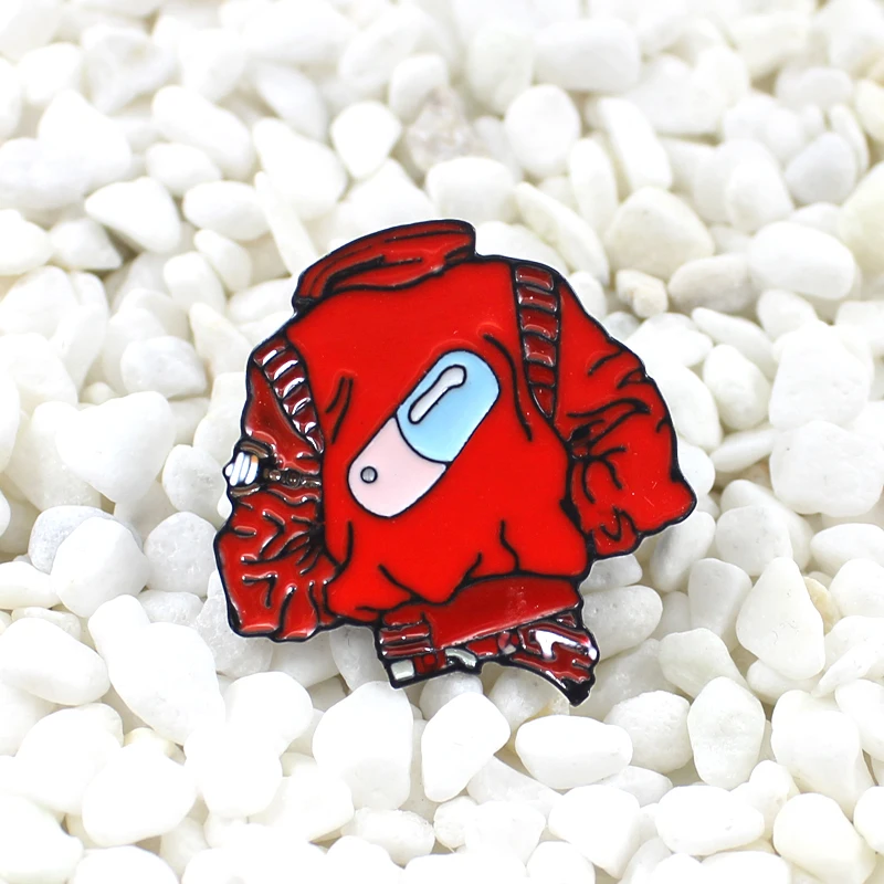 

Red coat cartoon Enamel brooch Personalized clothing styling badge Denim leather backpack Cool fashion creative pin