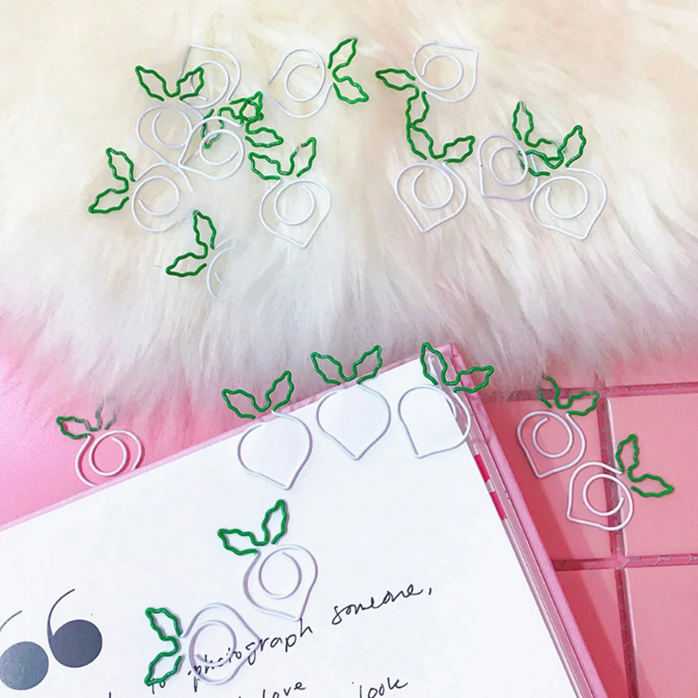 10 Pcs/set Kawaii Metal Vegetable Carrot Radish Clips Fruit Notes Folder Message Photo Paper Clip Stationery Memo Clips