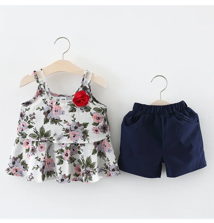 New Born Baby Girls Clothing Sets Princess Dress Tops+Hot short Pants 2 Pcs Kids Outfits Sets 2018 Children Summer Clothes Set (1)