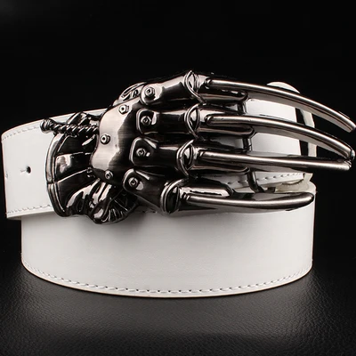 Fashion men belt skull buckle skull hand Heavy metal rock skull belt buckle skeleton head devil hand punk style belt leather belt Belts