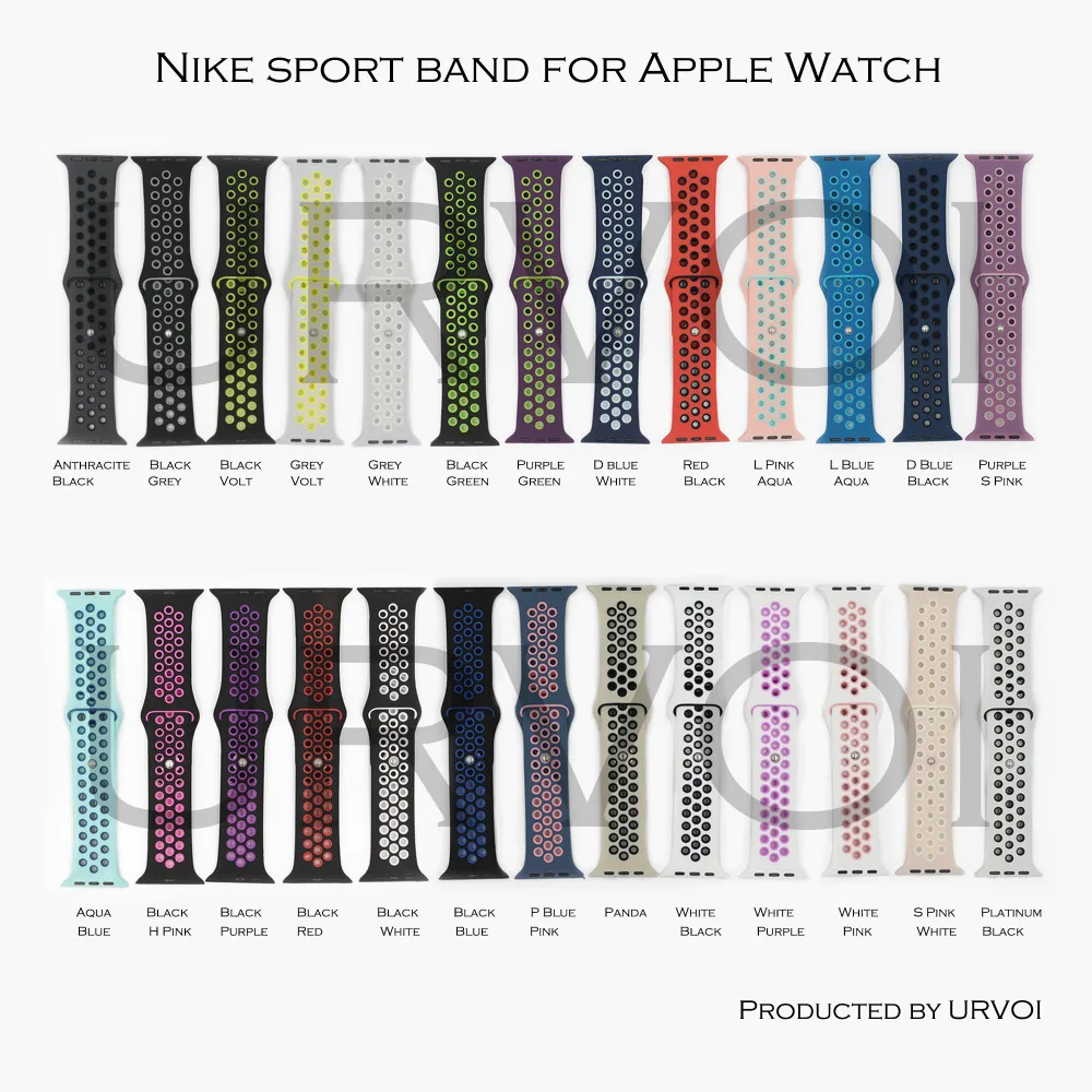 Ремешок URVOI для NIKE + apple watch series 5 4 3 2 1 силиконовый ремешок iWatch светильник гибкий