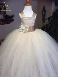 Bealegantom/2019 бальное платье с цветочным узором для девочек, платья с бантом, аппликацией, цветами и бусинами, детское праздничное платье