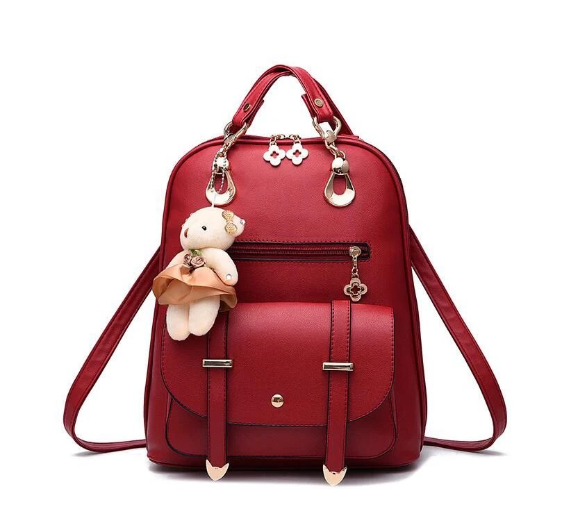 Дизайнерский женский рюкзак Vogue Star для девочек-подростков, школьная сумка в консервативном стиле, рюкзаки из искусственной кожи высокого качества LB299 - Цвет: Красный