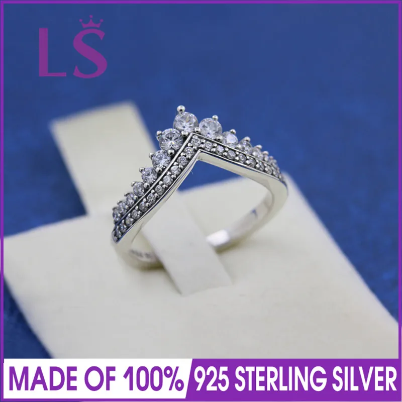 

LS 2018 New Arrivals High Quality Real 925 Silver Princess Wish Ring For Women DIY Fashion Rings 100% Fine Jewelry Gifts