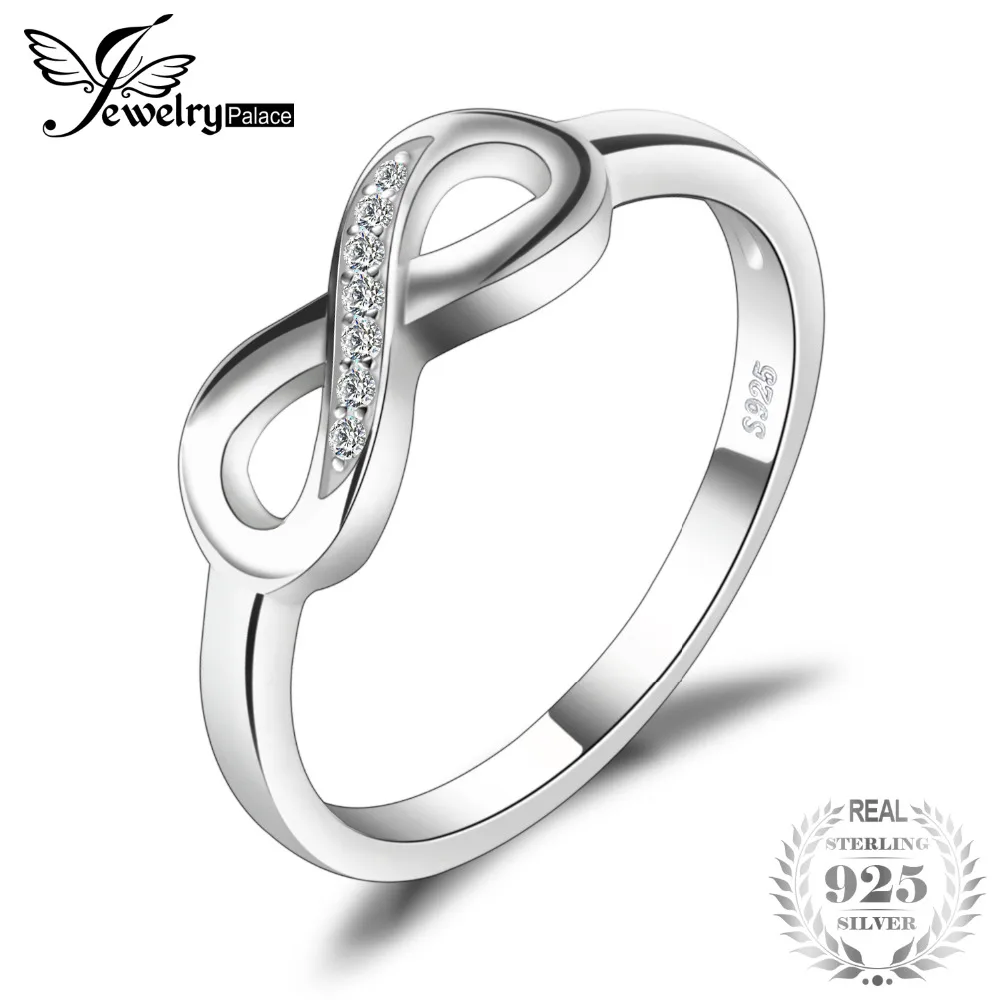 JewelryPalace Infinity Forever Love Cubic Zirconia Anniversary Խոստումնալից օղակ կանանց համար Իրական 925 ստերլինգ արծաթյա նուրբ զարդեր