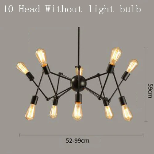 Винтажная люстра бюстгальтер паук несколько светодиодный лампочек железо кафе декоративное освещение Лофт столовая люстра модели - Цвет корпуса: 10 Head Without bulb