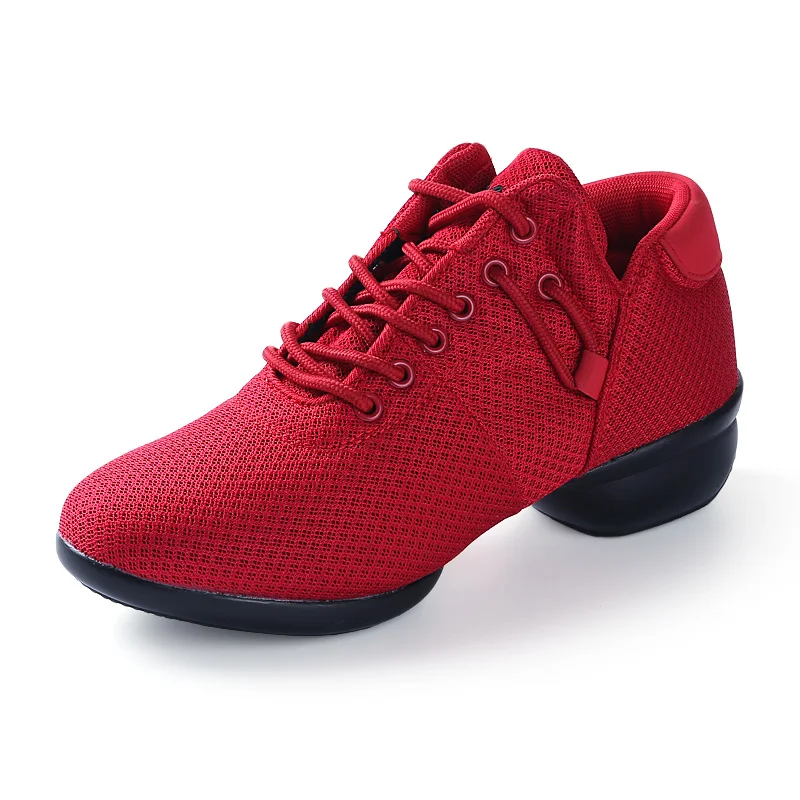 Танцевальная обувь для женщин, Латинская Сальса, джаз, Современная танцевальная обувь, женские Танцевальные Кроссовки, женская обувь для аэробики, Zapatos - Цвет: Красный