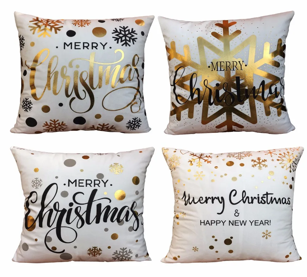 

18 inch Christmas Pillow Case Decorative Throw Snowflake Cover Case Set of 4