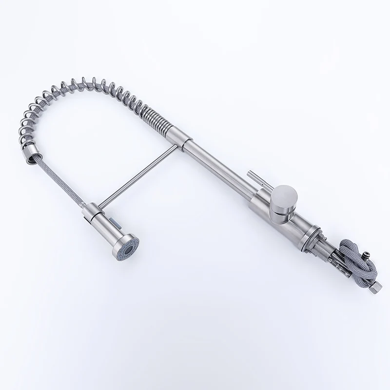 FLG Touch Control Kitchen Faucets Brushed Nickel Spring Style Smart Touch Faucet Pull Down Two Ways Water Outlet Mixer Tap