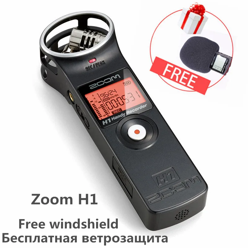 Original ZOOM H1 Handy Recorder Digital camera Audio Recorder Stereo Microphone for Interview SLR Recording Microphone Pen Handy