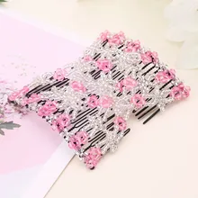 Модный двойной гребень для волос волшебные шарики эластичная заколка эластичные заколки для волос зажимы черный/розовый#11