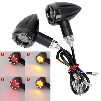 

1pc Motorcycle Turn Signal Light Brake Stop Lights 12V 6LED Amber And Red Indicator Lamp