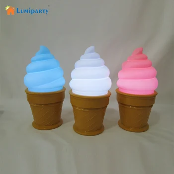 

LumiParty Bedside LED Night Light Cone Shaped Desk Table Light Kids Novelty Ice Cream LED Nightlight 2017 Hot Sale
