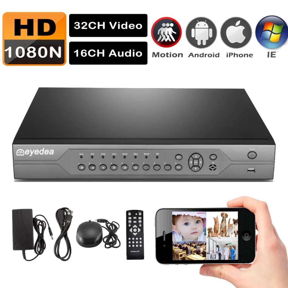 

Eyedea 32 CH AHD Lite 1080P Surveillance DVR Video 16 Audio CCTV Security System