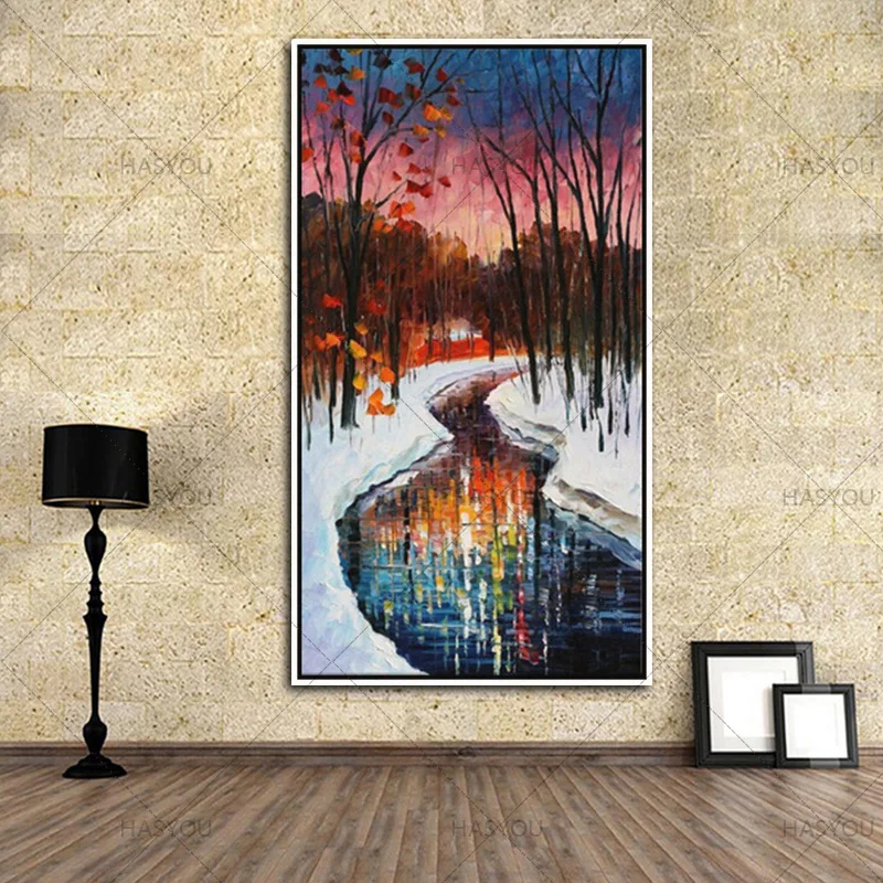 1pc Landscape City Sunset 100% Handpainted Modern Abstract Knife Oil Painting Wall Art on Canvas for Room Decoration As Gifts | Дом и сад