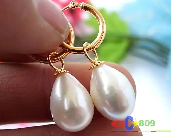 

HOT SELL - wholesale 16MM WHITE DRIP FRESHWATER PEARL EARRING -Top quality free shipping