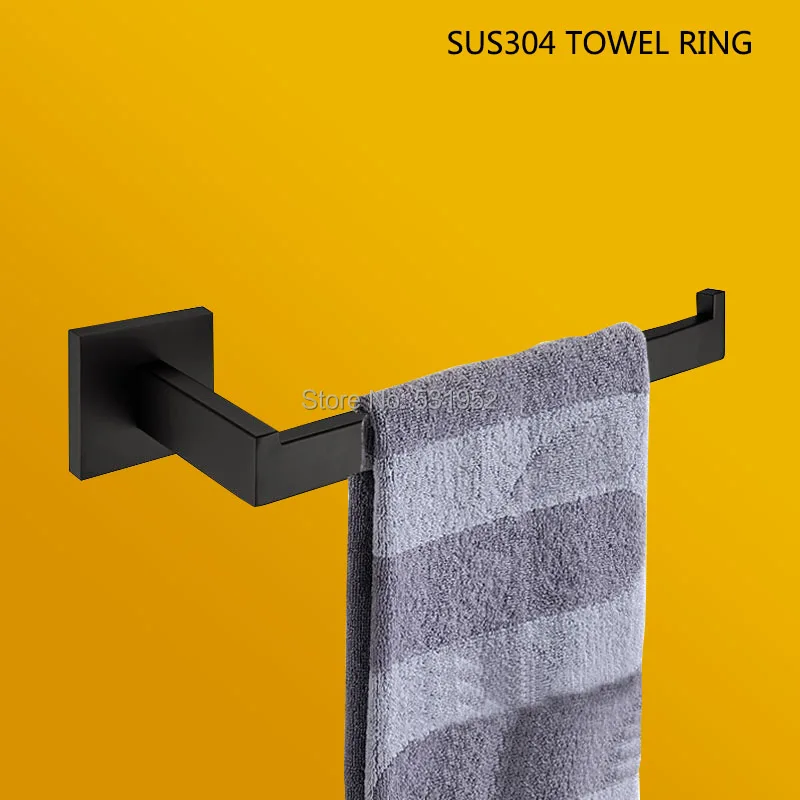 Высокое качество SUS304 нержавеющая сталь матовая черная отделка полотенце кольцо ванная полотенце держатель Вешалка Для Полотенец экспорт в Европейский