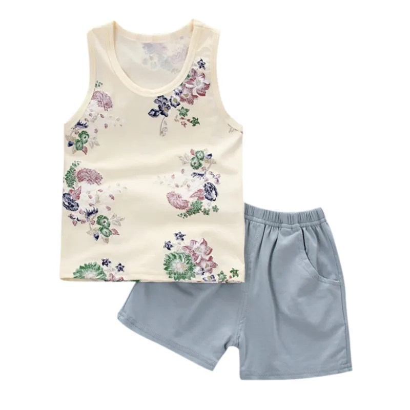 

Hot Sale 2pcs/set Casual Kids Clothing Baby Boys Girls Clothes Sets Summer Print Tops Shirts + Shorts Suits Children Clothing